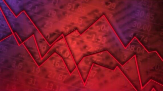 czerwień, wykres spadek