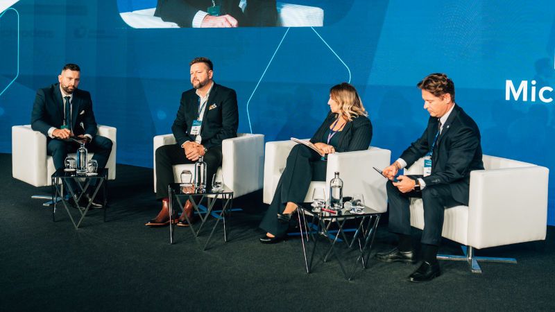 panel o PPK podczas 12 Fund Forum Michał Duniec, Małgorzata Rusewicz, Piotr Dygas, Mariusz Jaszczyk