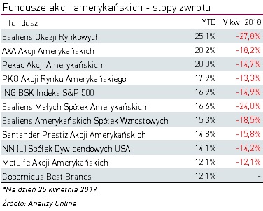 Stopy zwrotu funduszy akcji amerykańskich